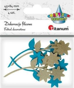 Titanum Filcowe kwiatki z gałązką mix 4szt 1