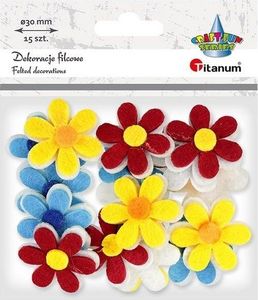 Titanum Filcowe dekoracje 3D kwiatki 30 mm mix 15szt 1