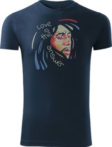 Topslang Koszulka reggae z Bobem Marleyem Bob Marley męska granatowa SLIM S 1