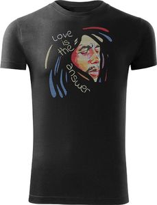 Topslang Koszulka reggae z Bobem Marleyem Bob Marley męska czarna SLIM S 1