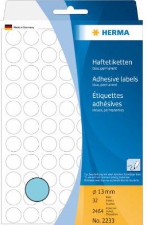 Herma Etykieta okrągla ø 13mm, niebieski papier, 2464 sztuk (2233) 1