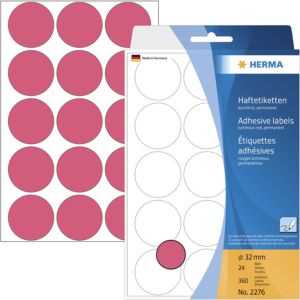 Herma etykieta, 32 mm okrągła czerwony papier, 360 sztuk (2276) 1