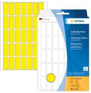 Herma Etykiety samoprzylepne, żółte 12x30 mm 1120 Szt. - 2351 1