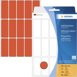 Herma etykiety 20x50 mm, papier matowy czerwony, 480 sztuk (2412) 1