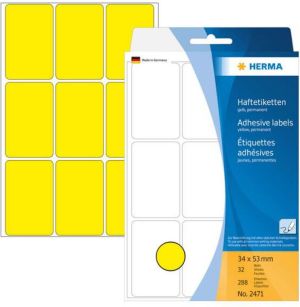 Herma Etykiety samoprzylepne żółte 34x53 mm 288 Szt. - 2471 1