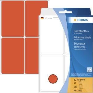 Herma etykiety 52x82 mm, papier matowy czerwony, 128 sztuk (2492) 1