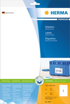 Herma Etykiety Premium 8637, A4, białe, 210 x 297 mm, papier matowy, 10 szt. (8637) 1