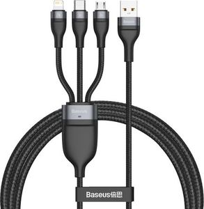 Kabel USB Baseus USB-A - USB-C + microUSB + Lightning 1.2 m Szary (CA1T3-G1) 1