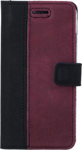 Surazo Etui na telefon Surazo ze skóry naturalnej Wallet case - Nubuk Czarny i Burgund 1