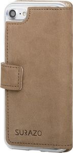 Surazo Etui na telefon Surazo ze skóry naturalnej Slim cover - Nubuk Beżowy 3