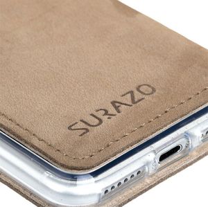 Surazo Etui na telefon Surazo ze skóry naturalnej Slim cover - Nubuk Beżowy 4
