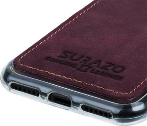Surazo Etui na tył telefonu Surazo skóra naturalna Back case - Nubuk Burgund 5
