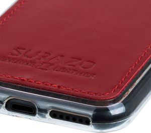 Surazo Etui na tył telefonu Surazo skóra naturalna Back case - Costa Czerwony 3