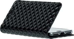 Surazo Etui na telefon Surazo ze skóry naturalnej Smart magnet RFID - Pikowane romby - Czarny Błyszczący 5