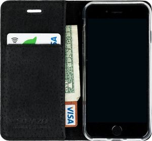Surazo Etui na telefon Surazo ze skóry naturalnej Smart magnet RFID - Pikowane romby - Czarny Błyszczący 2