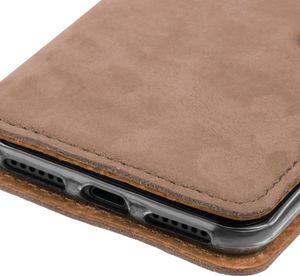 Surazo Etui na telefon Surazo ze skóry naturalnej Wallet case - Nubuk Beżowy 5