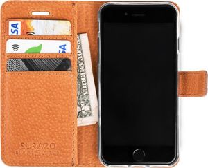 Surazo Etui na telefon Surazo ze skóry naturalnej Wallet case - Nubuk Beżowy 2