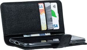 Surazo Etui na telefon Surazo ze skóry naturalnej Wallet case - Pikowane romby - Czarny Matowy 2