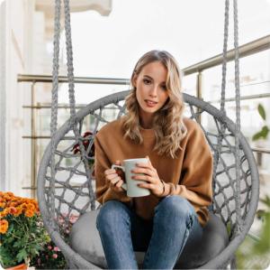 Sofotel Fotel ogrodowy wiszący huśtawka Boho szary + poduszka 3