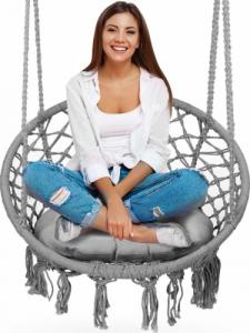Sofotel Fotel ogrodowy wiszący huśtawka Boho szary + poduszka 8