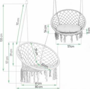 Sofotel Fotel ogrodowy wiszący huśtawka Boho szary + poduszka 9
