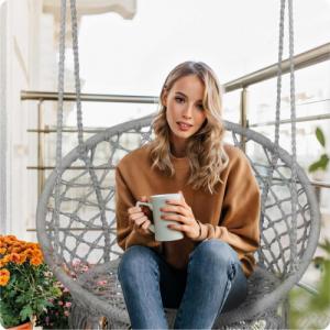 Sofotel Fotel ogrodowy wiszący huśtawka Boho szary 3