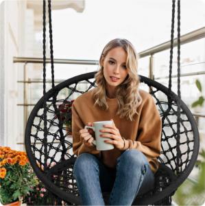 Sofotel Fotel ogrodowy wiszący huśtawka Boho czarny 3