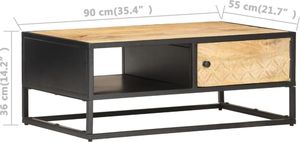 vidaXL Stolik kawowy z drzwiczkami, 90x55x36 cm, surowe drewno mango 7