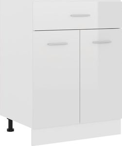 vidaXL Szafka kuchenna, wysoki połysk, biała, 60x46x81,5 cm, płyta 1