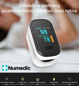 Pulsoksymetr Numedic medyczny OLED bialy 3