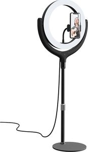Lampa studyjna Devia Devia Uchwyt stojak na telefon z lampą LED 12 cali 40cm czarny 1