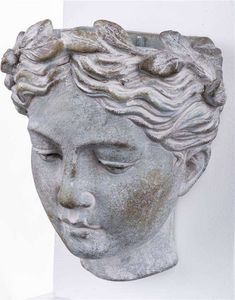 Art-Pol Osłonka głowa kobieta szara ceramika 19x17x13 cm 4