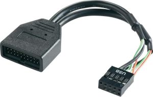 SilverStone USB 19 pin - USB 9 pin, 0.1m, Czarny (G11303050-RT) 1