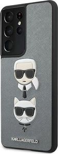 Karl Lagerfeld Karl Lagerfeld KLHCS21LSAKICKCSL S21 Ultra G998 srebrny/silver hardcase Saffiano Ikonik Karl&Choupette Head 2