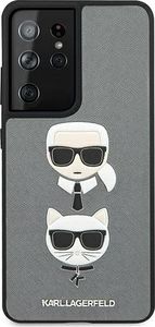 Karl Lagerfeld Karl Lagerfeld KLHCS21LSAKICKCSL S21 Ultra G998 srebrny/silver hardcase Saffiano Ikonik Karl&Choupette Head 3