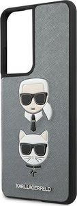 Karl Lagerfeld Karl Lagerfeld KLHCS21LSAKICKCSL S21 Ultra G998 srebrny/silver hardcase Saffiano Ikonik Karl&Choupette Head 6