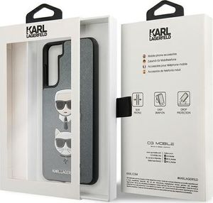 Karl Lagerfeld Karl Lagerfeld KLHCS21MSAKICKCSL S21+ G996 srebrny/silver hardcase Saffiano Ikonik Karl&Choupette Head 8