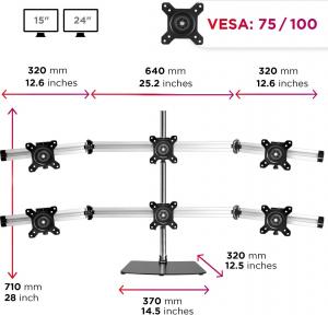 Duronic Stojak biurkowy na 6 monitorów 15" - 24" (DM756) 3