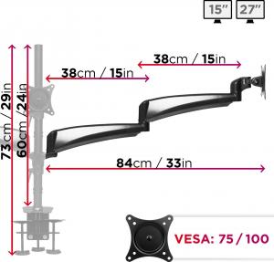 Duronic Uchwyt biurkowy na 3 monitory 15" - 27" DM453 (F9-78HI-X6VB) 3