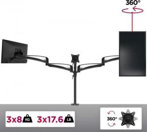 Duronic Uchwyt biurkowy na 3 monitory 15" - 27" DM453 (F9-78HI-X6VB) 4