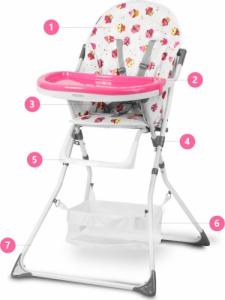 Ricokids Krzesełko do karmienia Eldo biało-różowy 2