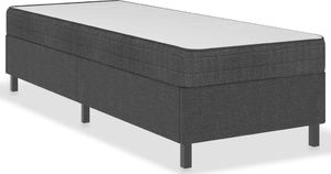 vidaXL Łóżko z materacem sprężynowym, ciemnoszare, tkanina, 90x200 cm 2