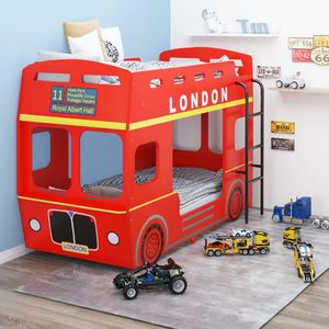 vidaXL Łóżko piętrowe w kształcie autobusu z Londynu, MDF, 90x200 cm 1
