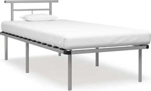 vidaXL Rama łóżka, szara, metalowa, 90 x 200 cm 1