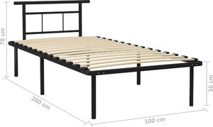 vidaXL Rama łóżka, czarna, metalowa, 100 x 200 cm 6