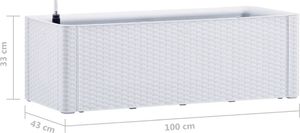 vidaXL Podwyższona donica z systemem podlewania, biała, 100x43x33 cm 7