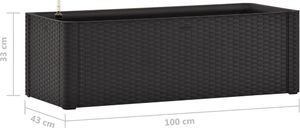 vidaXL Podwyższona donica z systemem podlewania, antracyt, 100x43x33cm 7