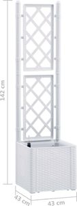 vidaXL Podwyższona donica z treliażem i systemem podlewania, biała 8