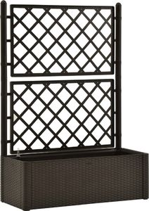 vidaXL Podwyższona donica z treliażem i systemem podlewania, mokka 2