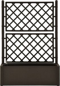 vidaXL Podwyższona donica z treliażem i systemem podlewania, mokka 3